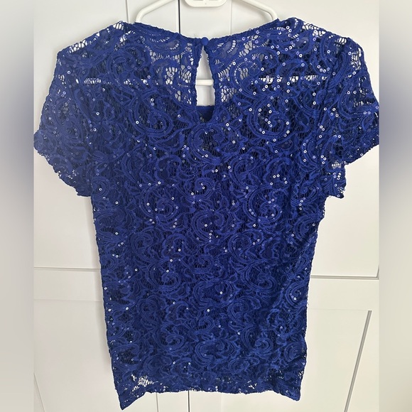 INC international concepts blue sequin sparkle top NWT size small built in tank - Picture 3 of 4